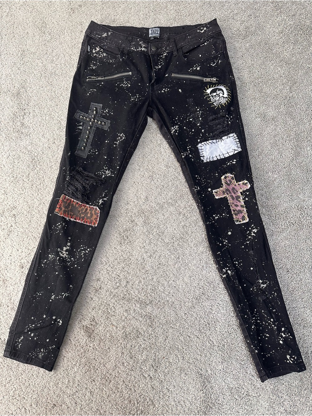 TRIPP NYC VINTAGE Black Gothic Distressed Patchwork Slim Women’s Jeans Size31/13